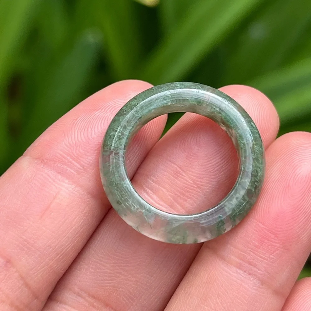 SIZE 6.75 Natural Moss Agate Band‎ Ring 0085